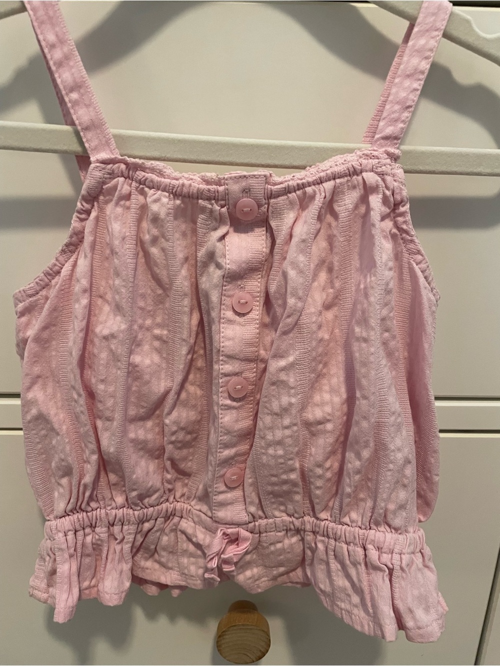 Baby Girls Pink Button-Front Ruffle Hem Tank Top